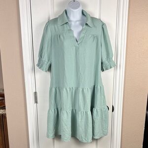 Dokotoo Elegant Mint Green Tiered Dress